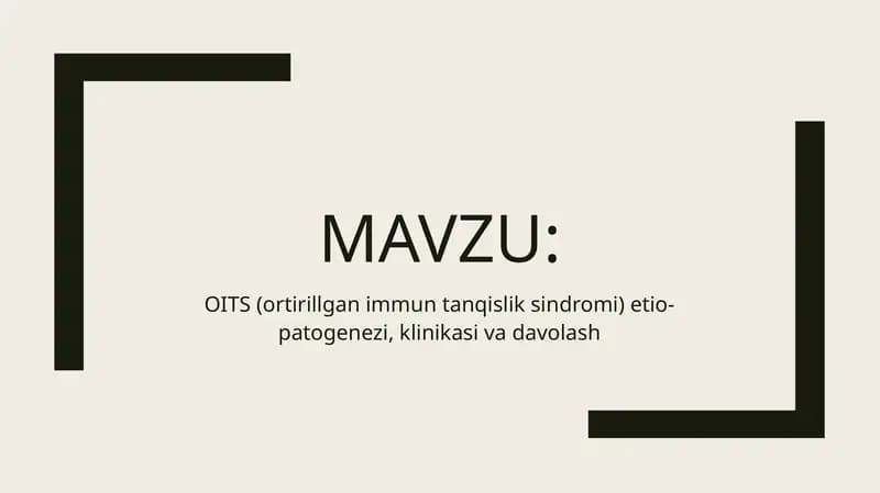 OITS etio-patogenezi, klinikasi va davolash