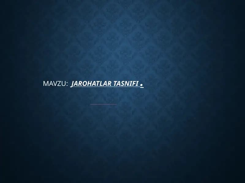 Jarohatlar tasnifi