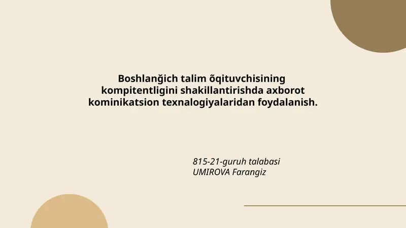 Axborot texnologiyalaridan boshlang'ich ta'limda foydalanish