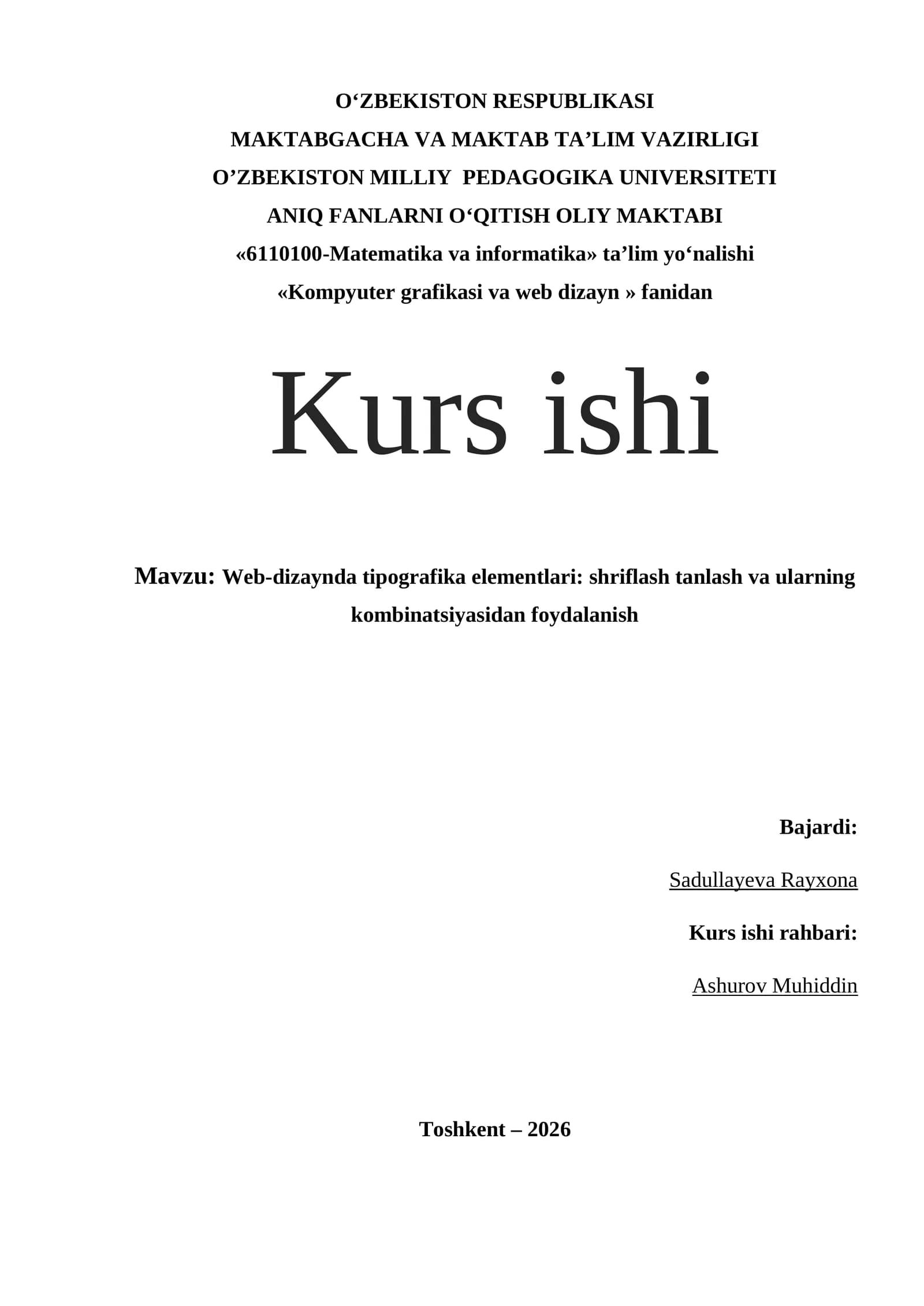 Web-dizaynda tipografika elementlari: shriflash tanlash va ularning kombinatsiyasidan foydalanish