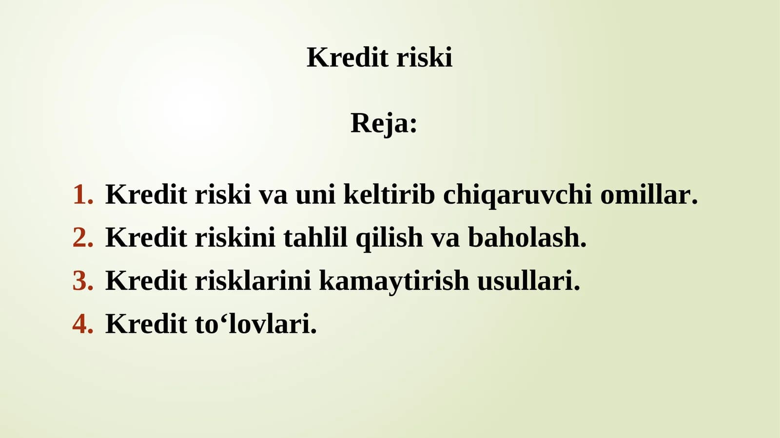 Kredit riskini tahlil qilish va baho lash