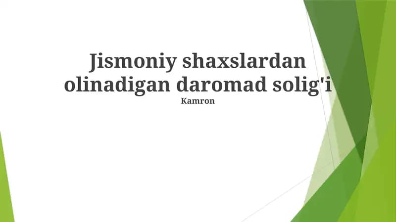 Daromad Soliqlarini O'rganish