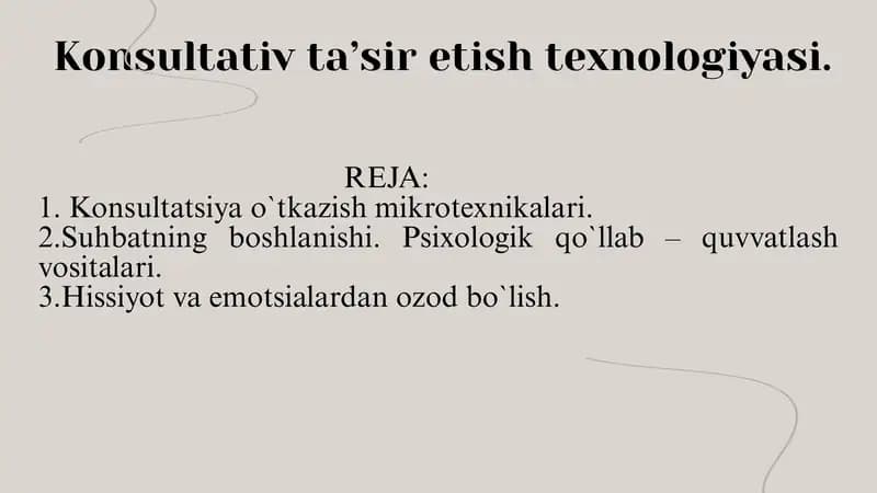 Konsultativ ta’sir etish texnologiyasi.