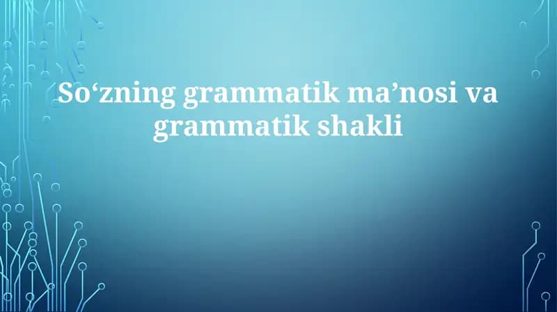 So'zning grammatik ma'nosi va shakli