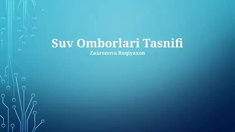 Suv Omborlari Tasnifi