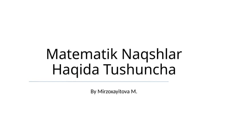 Matematik Naqshlar Haqida Tushuncha
