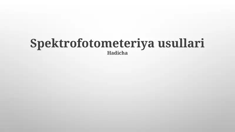 Spektrofotometeriya usullari
