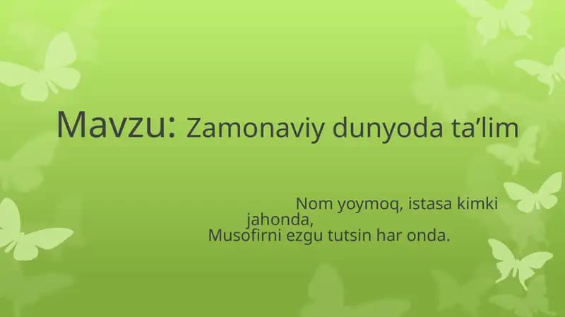 Zamonaviy dunyo ta'limi
