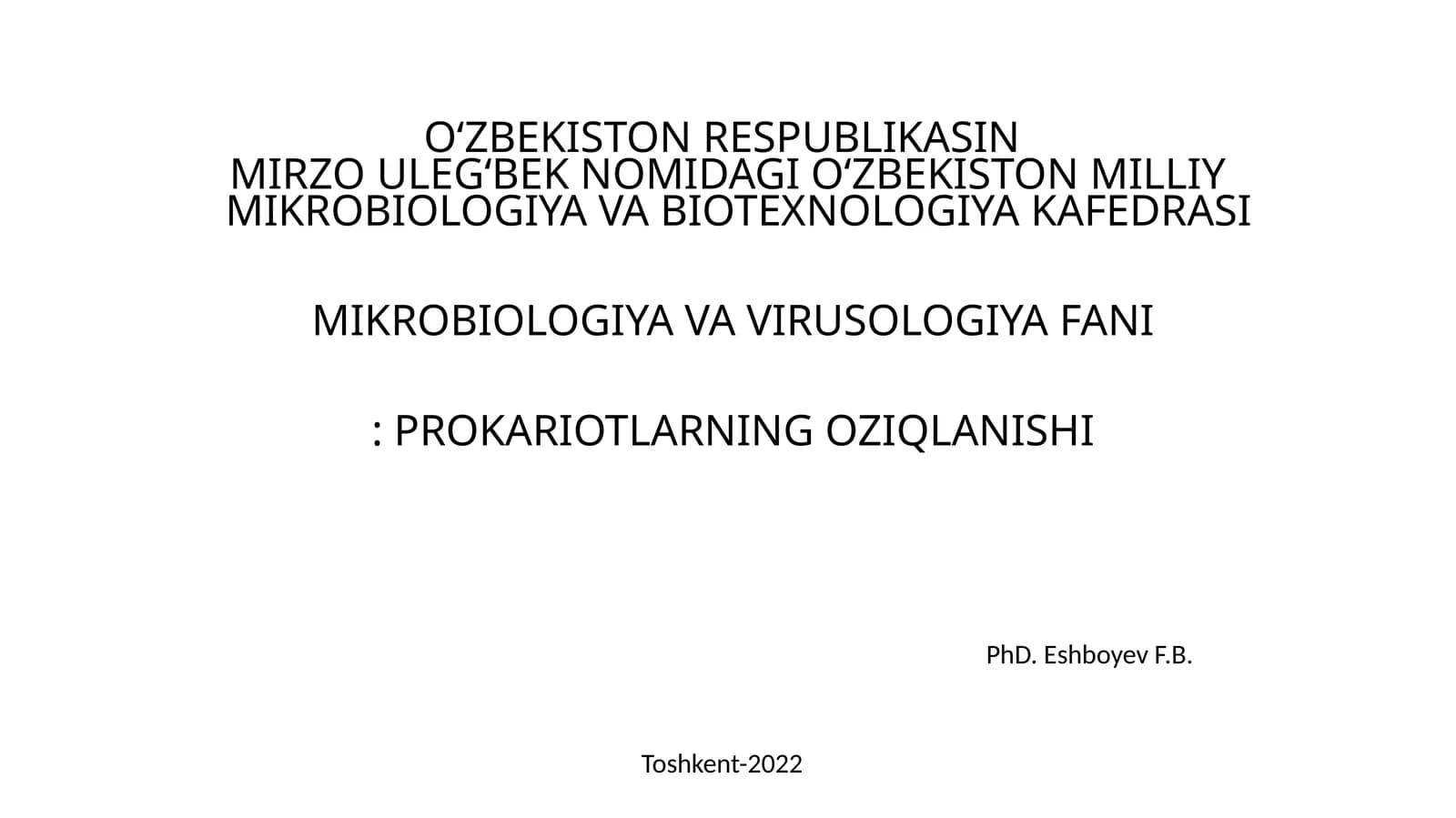 Mikrobiologiya va Biotexnologiya