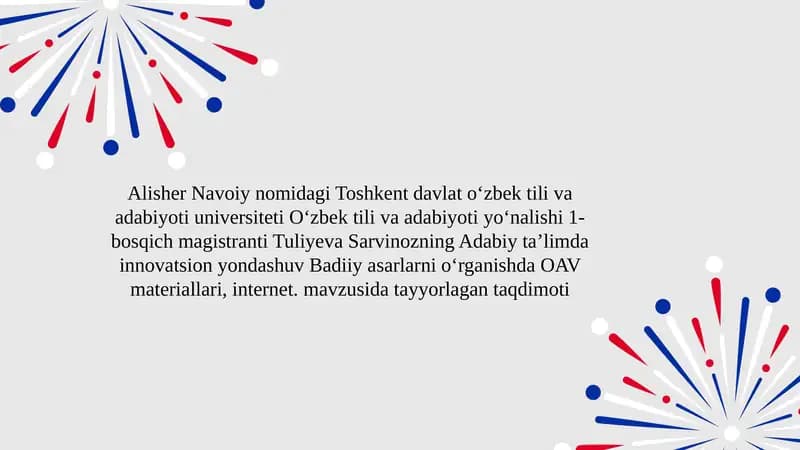 OAV va Internet orqali badiiy asarlarni oʻrganish