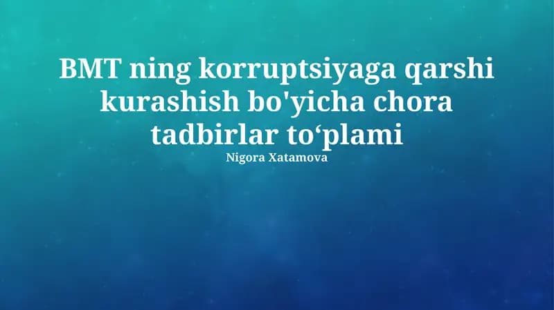 Korrupsiyaga qarshi kurash chora-tadbirlari to'plami
