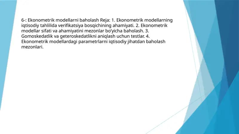 Ekonometrik modellarni baholash