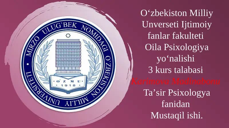 Oila Psixologiya Yo'nalishi