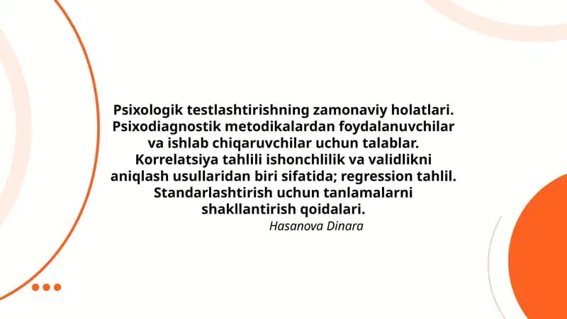 Psixologik testlashtirishning zamonaviy holatlari