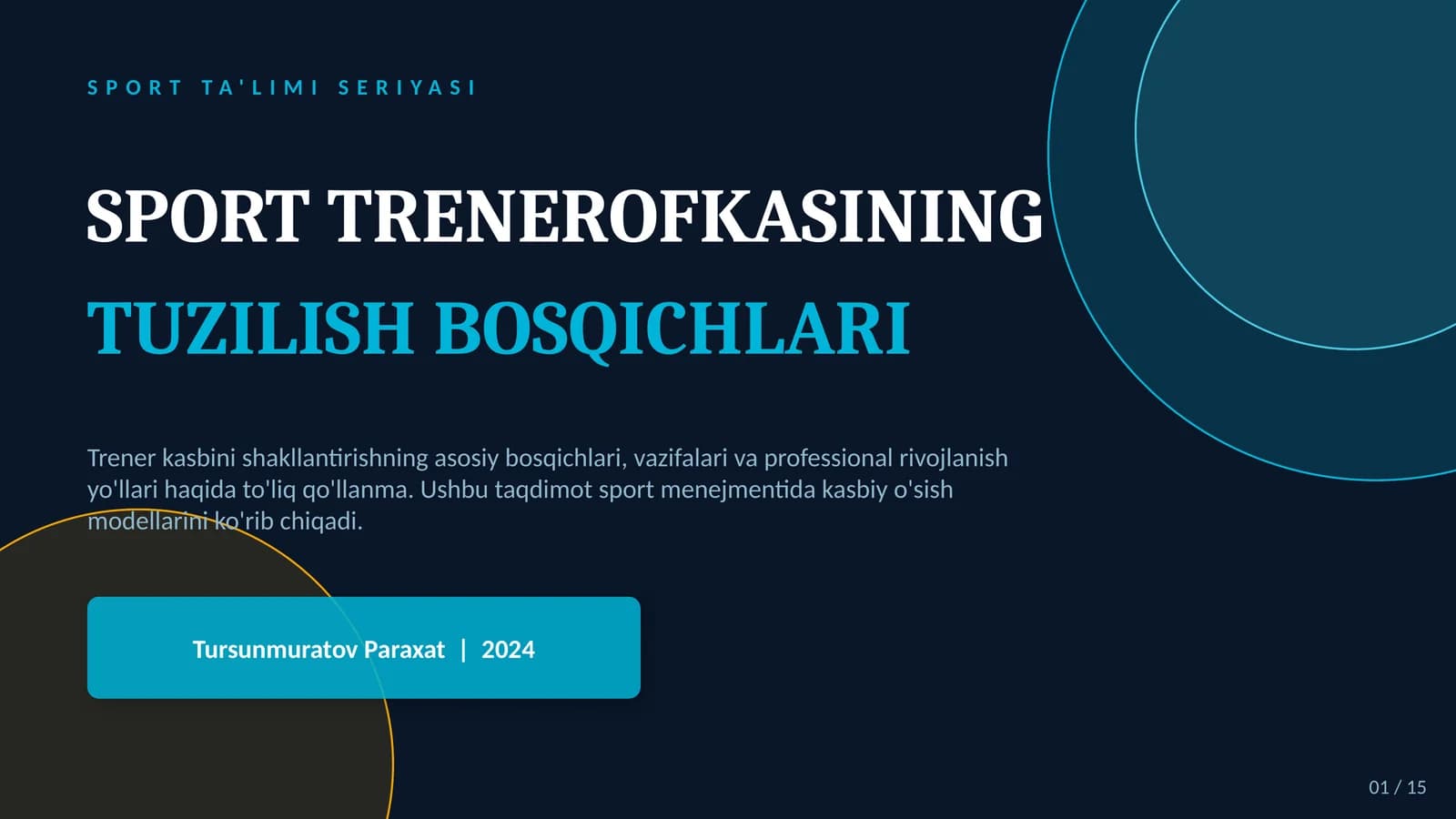 SPORT TRENEROFKASINING TUZILISH BOSQICHLARI