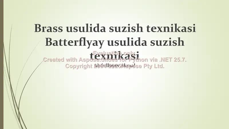 Brass usulida suzish texnikasi va Butterfly usulida suzish texnikasi