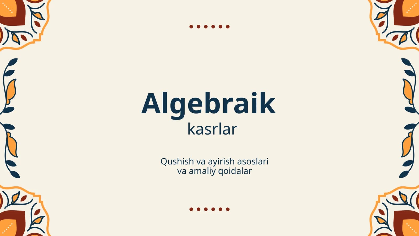 Algebraik kasrlar