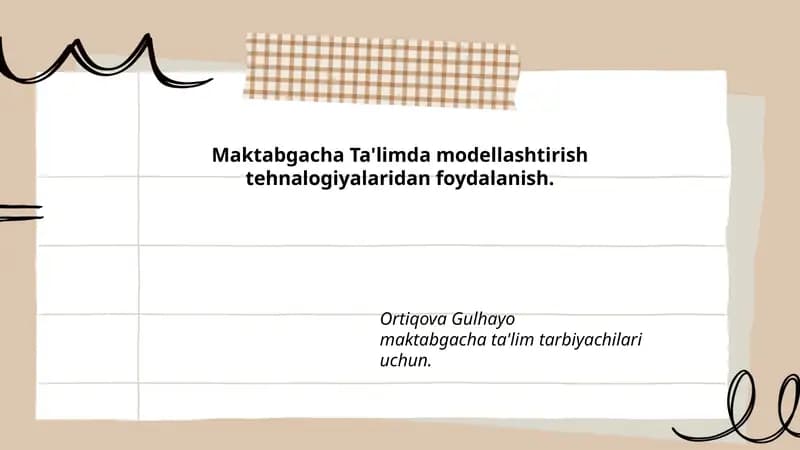 Maktabgacha Ta'limda Modellashtirish Texnologiyalari