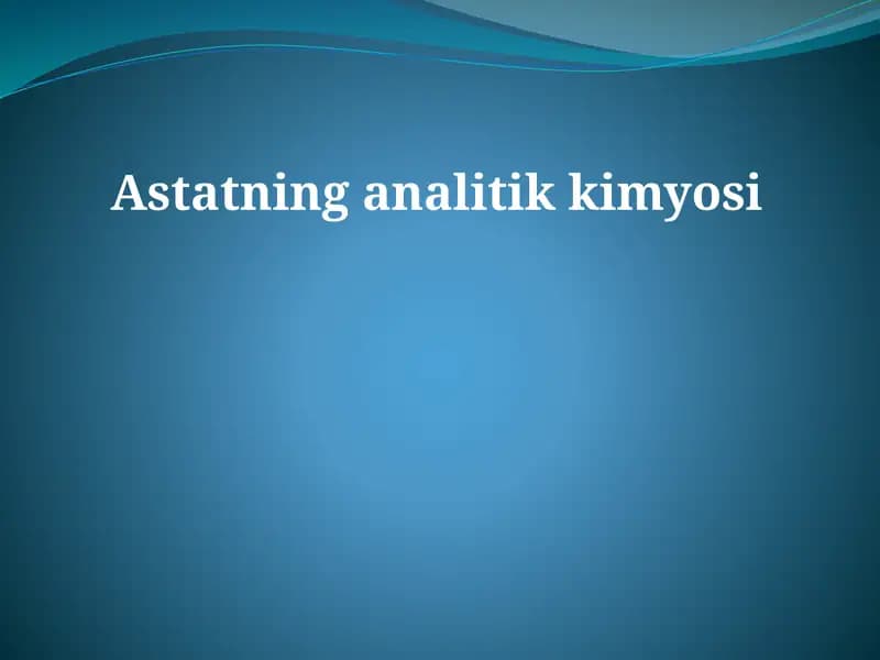 Astatning analitik kimyosi