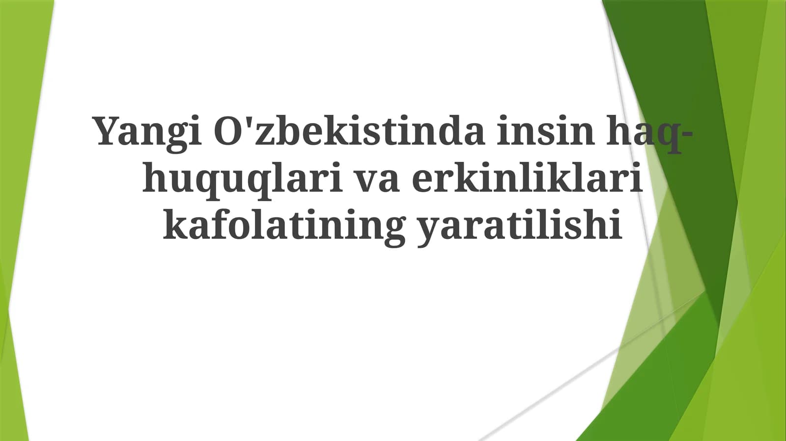 Yangi O'zbekistinda inson haq-huquqlari va erkinliklari kafolatining yaratilishi