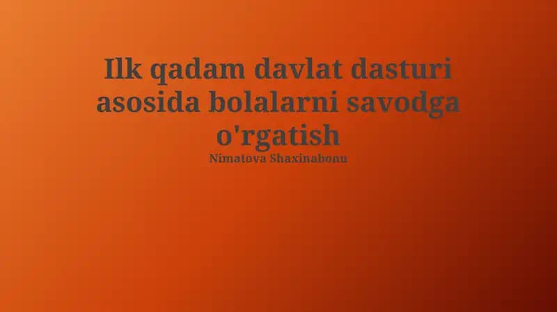 Birinchi Qadam Davlat Dasturi
