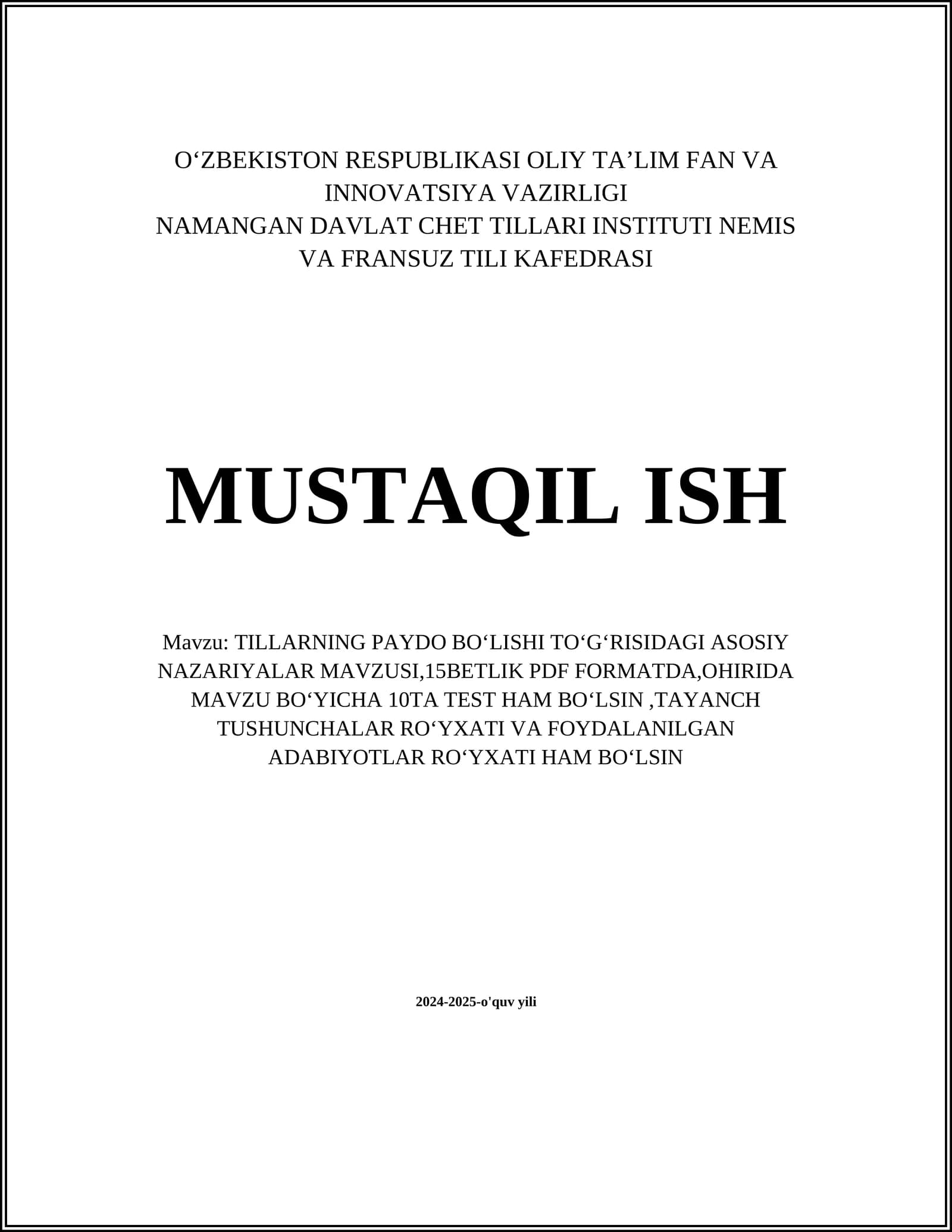 TILLARNING PAYDO BOʻLISHI TOʻGʻRISIDAGI ASOSIY NAZARIYALAR