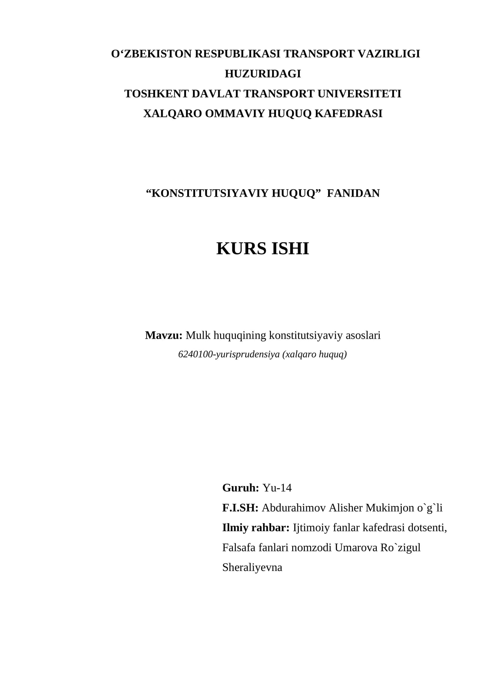 Mulk huquqining konstitutsiyaviy asoslari