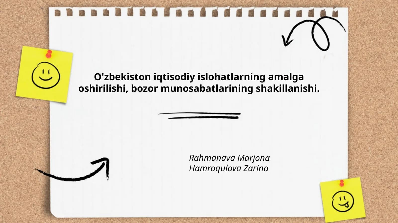 O'zbekiston iqtisodiy islohatlarning amalga oshirilishi, bozor munosabatlarining shakillanishi