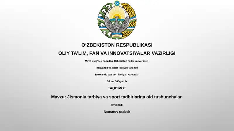 Jismoniy tarbiya tadbirlariga oid tushunchalar