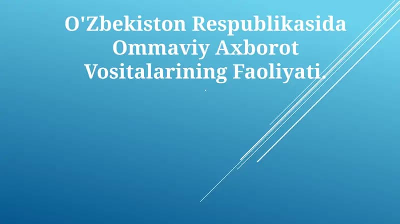 Ommaviy Axborot Vositalari Faoliyati