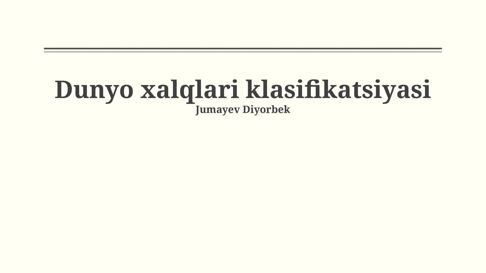 Dunyo xalqlari klasifikatsiyasi
