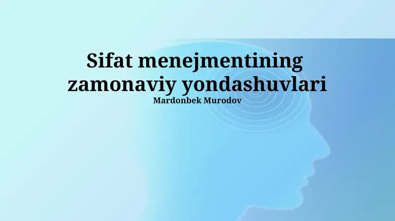 Sifat menejmentining zamonaviy yondashuvlari