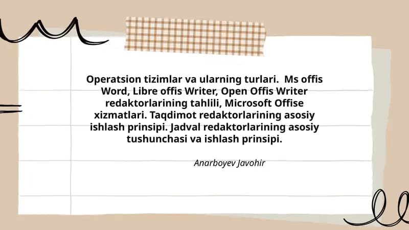 Operatsion tizimlar va ularning turlari