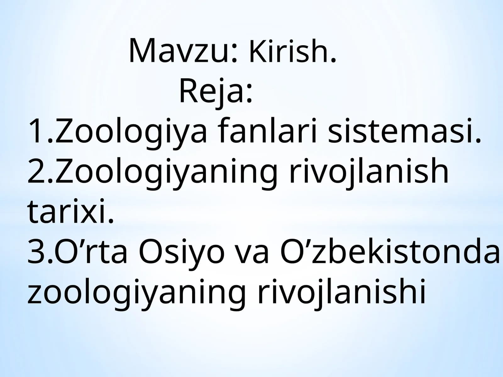 Zoologiya Fanlari Sistemasi