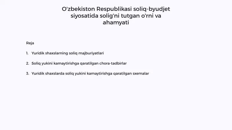 Yuridik shaxslarning soliq majburiyatlari
