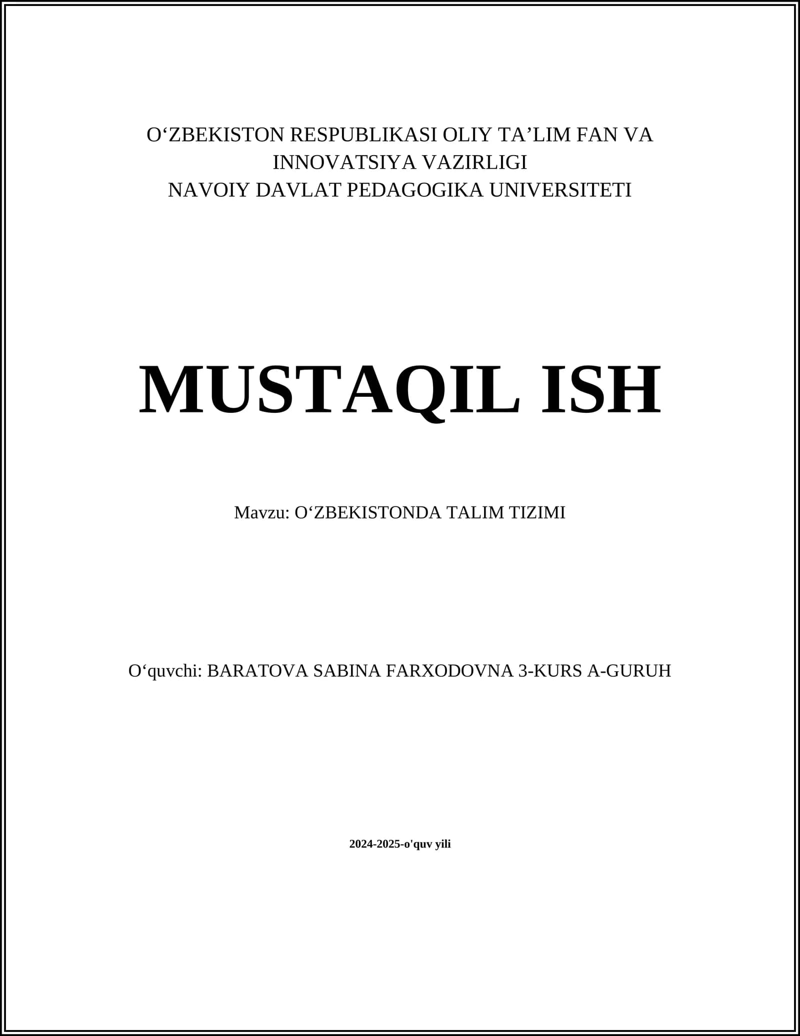 Maktabgacha ta'lim tizimi