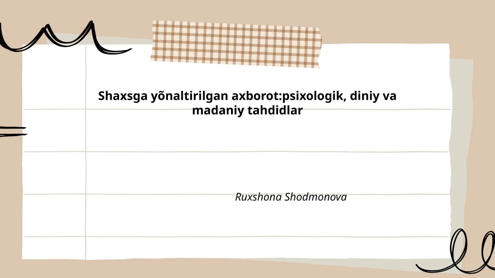 Shaxsga yõnaltirilgan axborot:psixologik, diniy va madaniy tahdidlar