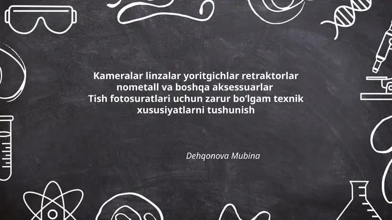 Kameralar linzalar yoritgichlar retraktorlar nometall va boshqa aksessuarlar