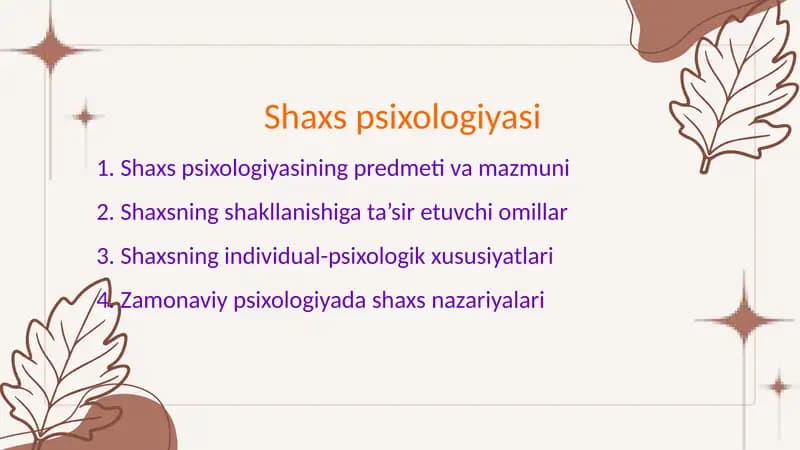 Shaxs psixologiyasi