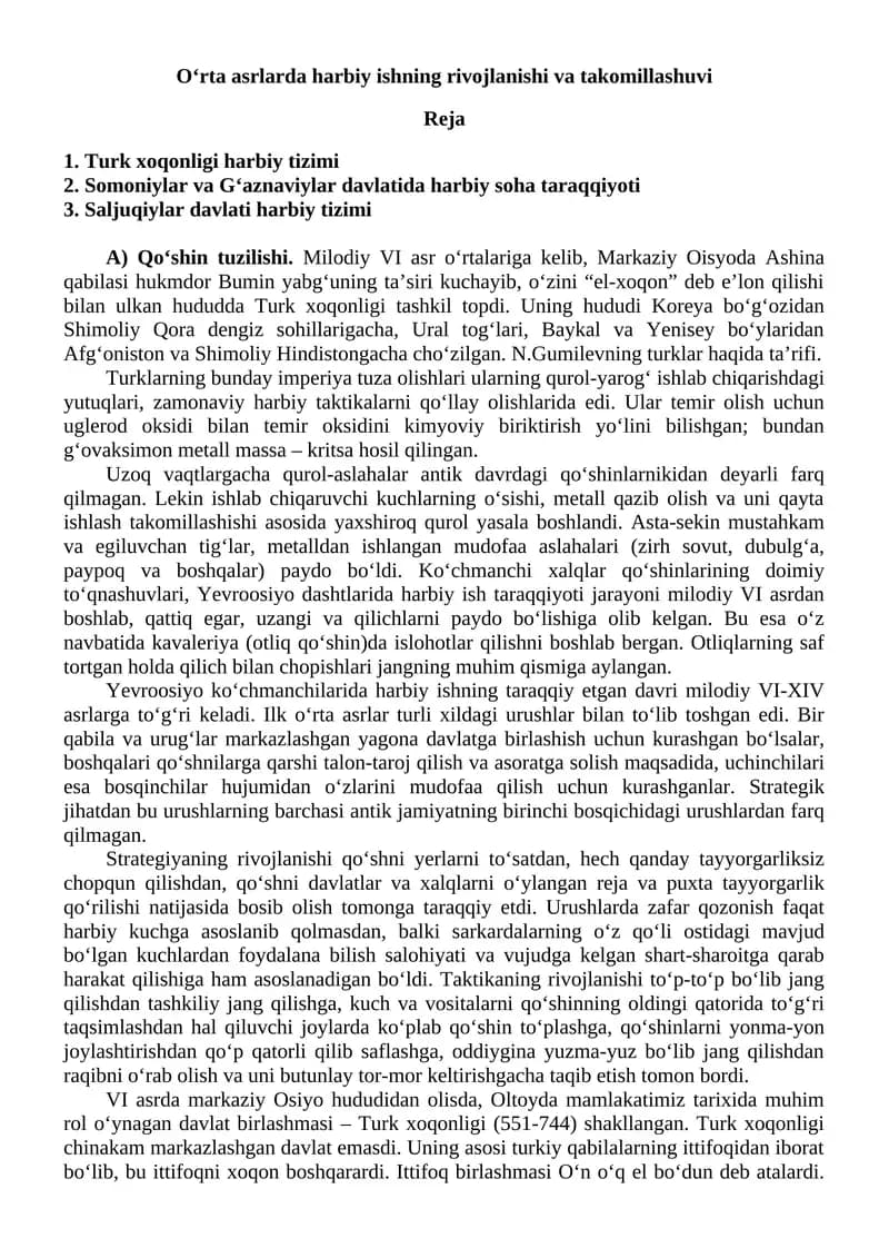 Turk Xoqonligi Harbiy Tizimi