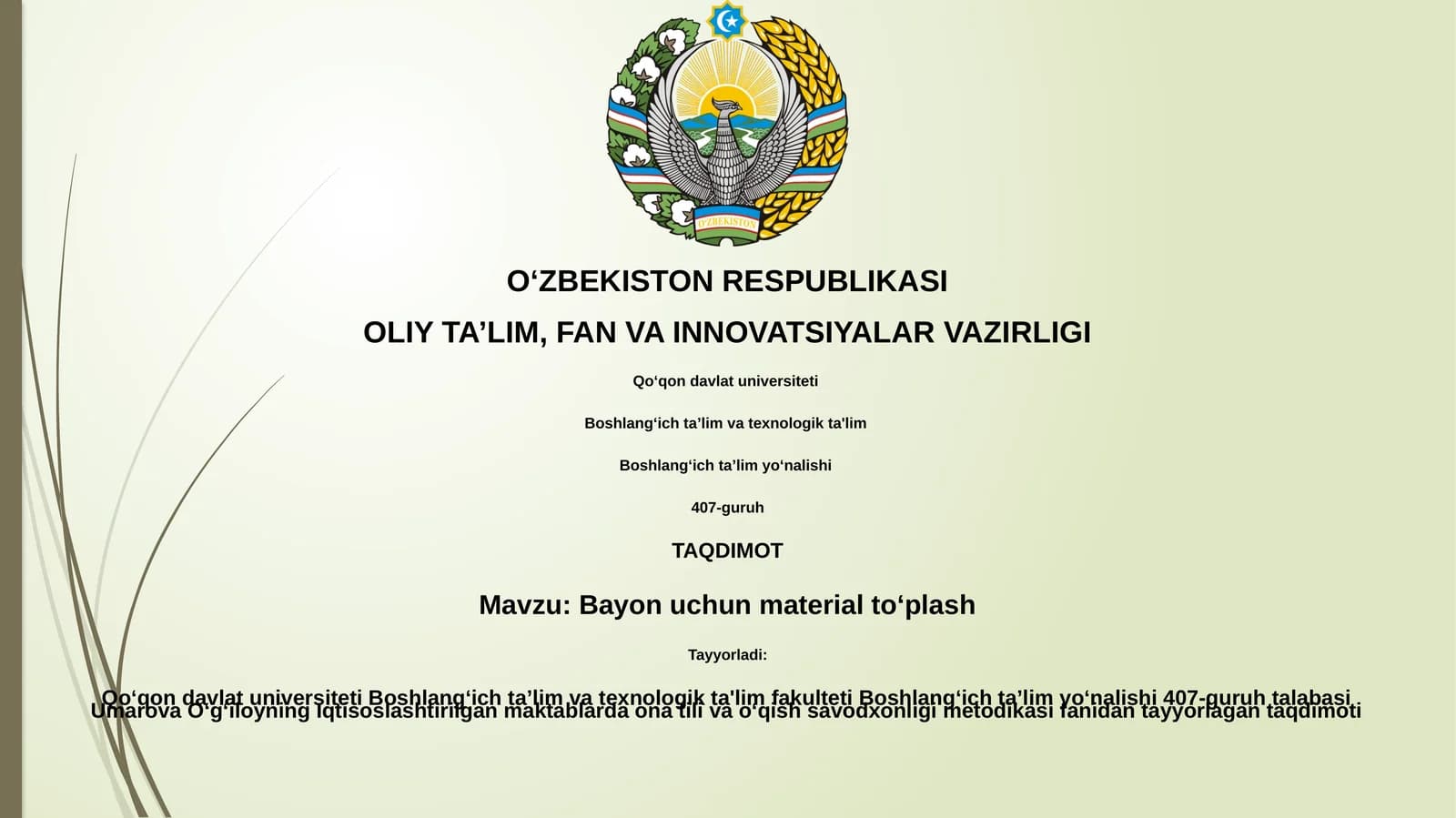 Bayon uchun material toʻplash