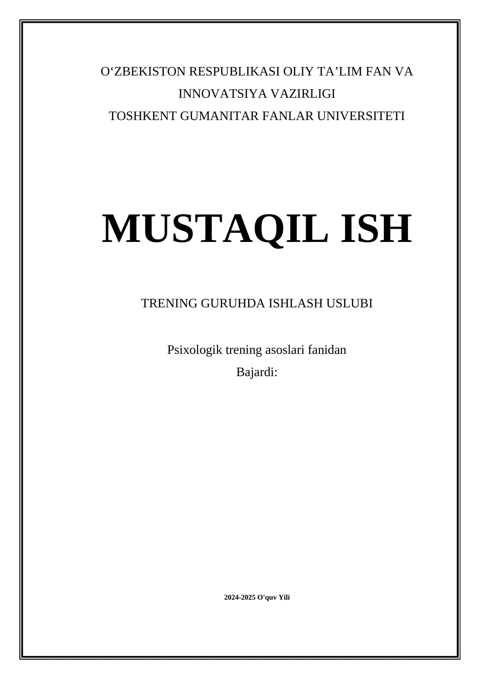 Guruhda Ishlash Uslubi Psixologik Trening