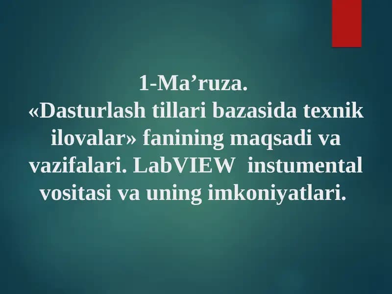 Dasturlashtillari bazasida texnik ilovalar