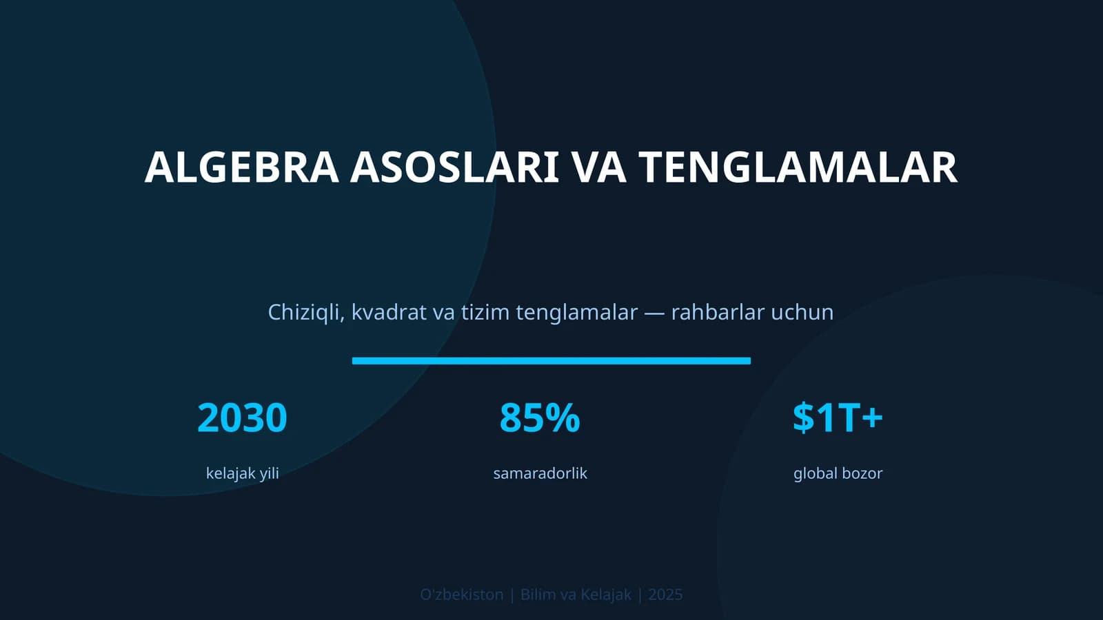 ALGEBRA ASOSLARI VA TENGLAMALAR
