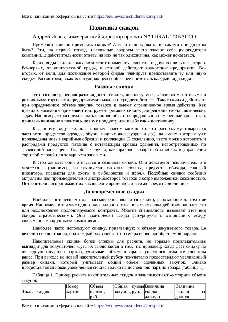 Политика скидок