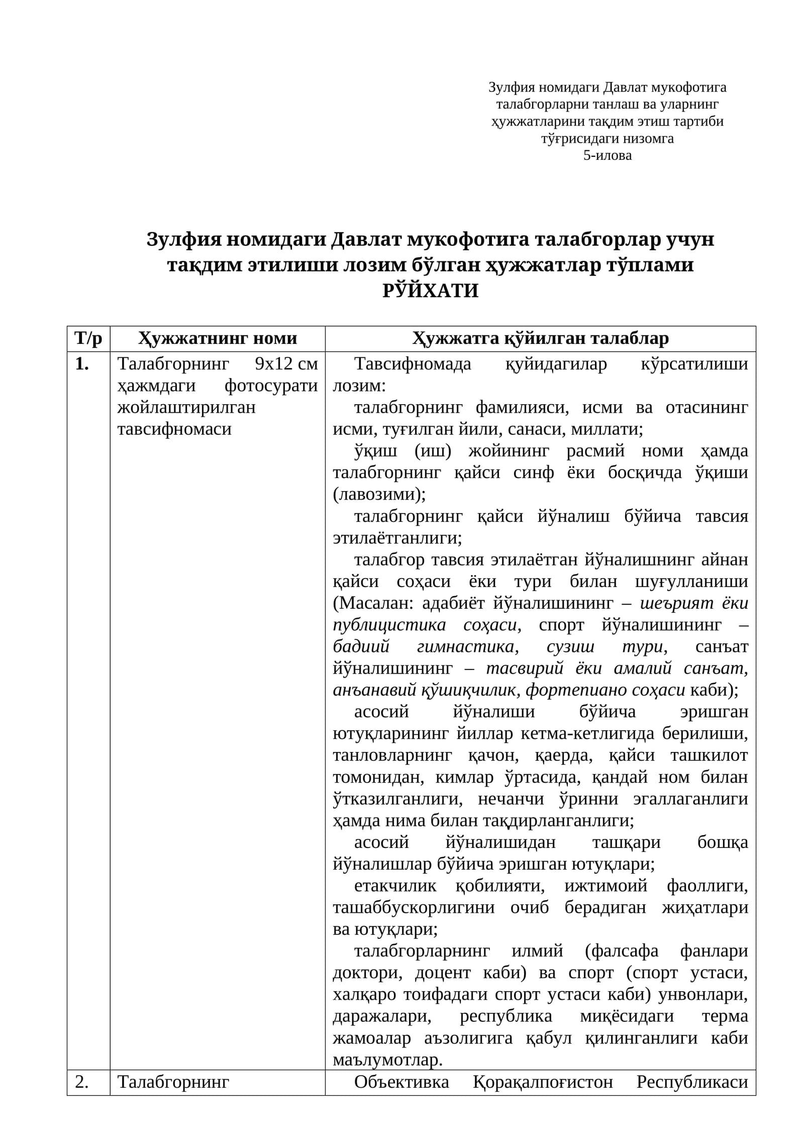 Давлат мукофотига талабгорларни танлаш