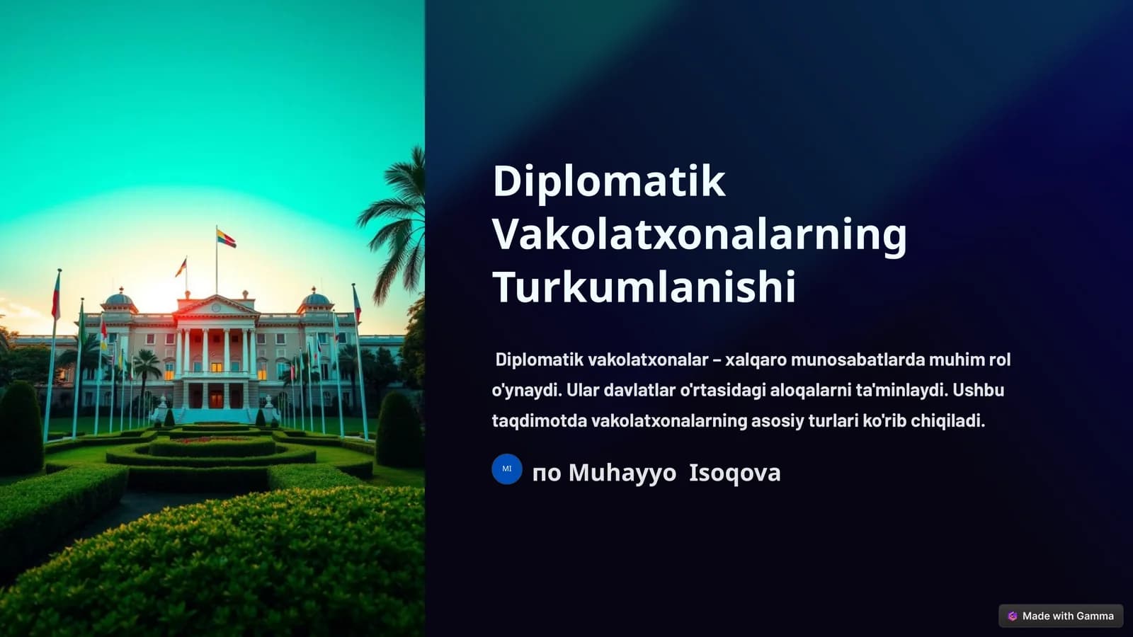 Diplomatik Vakolatxonalarning Turkumlanishi