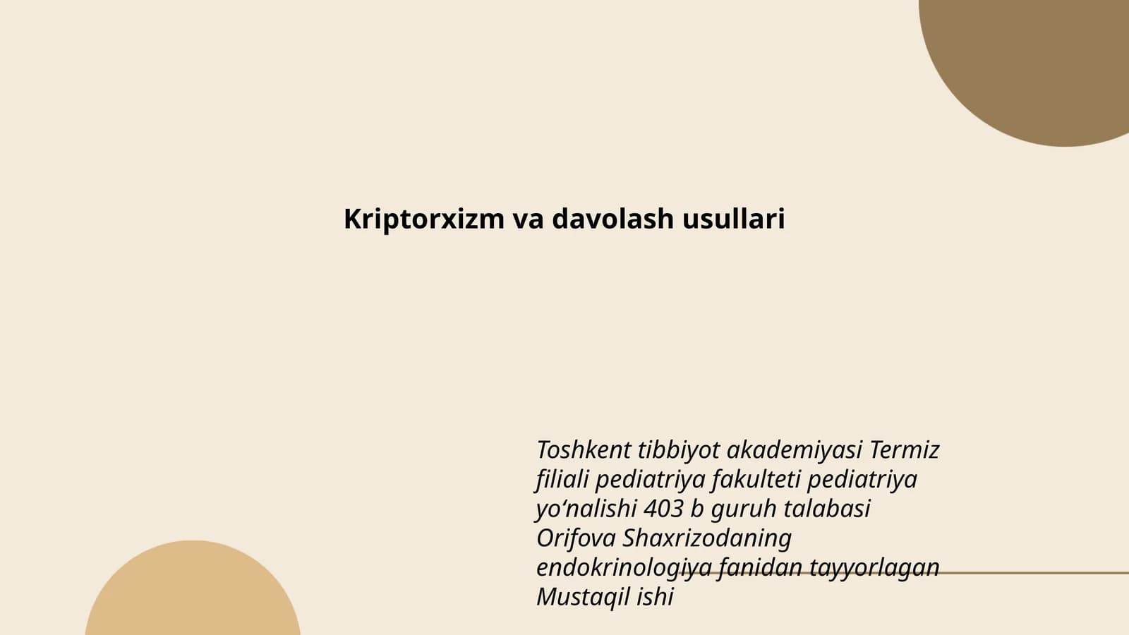 Kriptorxizm va davolash usullari