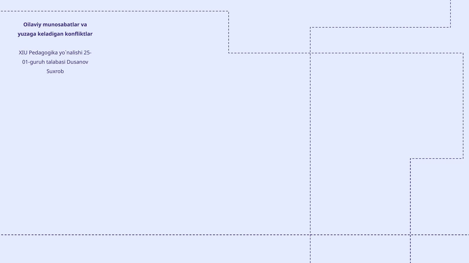 Oilaviy munosabatlar va yuzaga keladigan konfliktlar