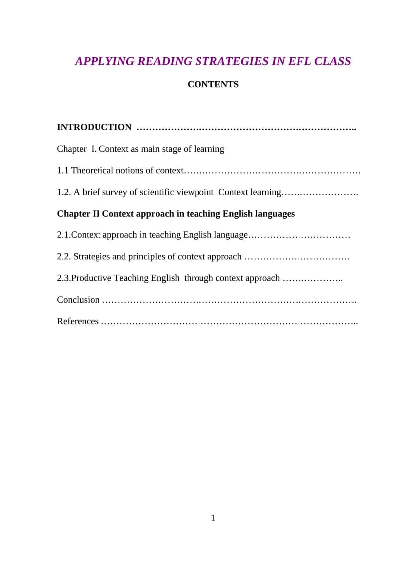 Teaching English through context approach
